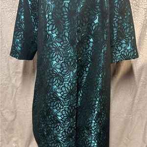 Danillo Woman Teal and Black Floral Brocade Jacket